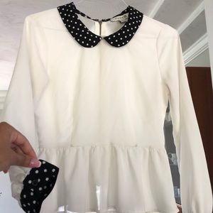 Peplum polka dot top